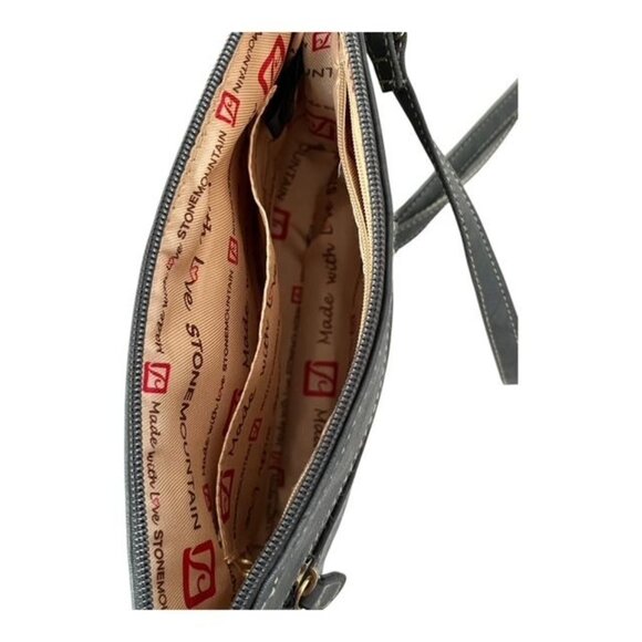 Stone Mountain Gray Faux Leather Crossbody Bag – Multi-Zip – Adjustable Strap – - Picture 5 of 5